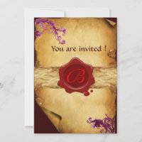 MAGIC SWIRLS PARCHMENT AND RED WAX SEAL MONOGRAM