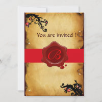 MAGIC SWIRLS PARCHMENT AND RED WAX SEAL MONOGRAM