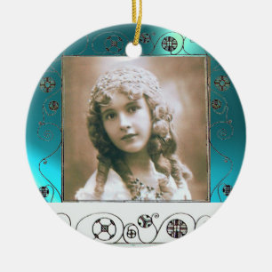 MAGIC SWIRLS PHOTO TEMPLATE ,Blue Aquamarine Ceramic Ornament