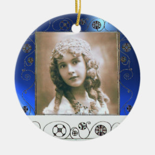 MAGIC SWIRLS PHOTO TEMPLATE , Blue Sapphire Ceramic Ornament