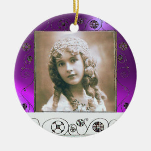 MAGIC SWIRLS PHOTO TEMPLATE , Purple Amethyst Ceramic Ornament