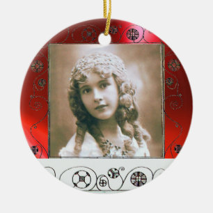 MAGIC SWIRLS PHOTO TEMPLATE , Red Ruby Ceramic Ornament