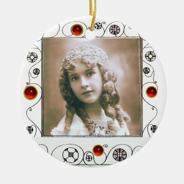 MAGIC SWIRLS PHOTO TEMPLATE , Red Ruby Ceramic Tree Decoration (Front)