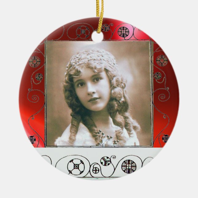 MAGIC SWIRLS PHOTO TEMPLATE , Red Ruby Ceramic Tree Decoration (Front)