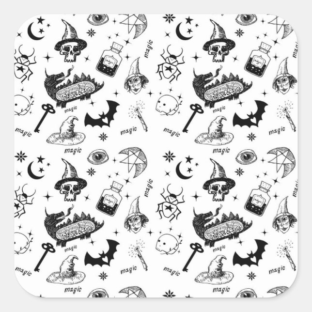 Magic symbols square sticker (Front)