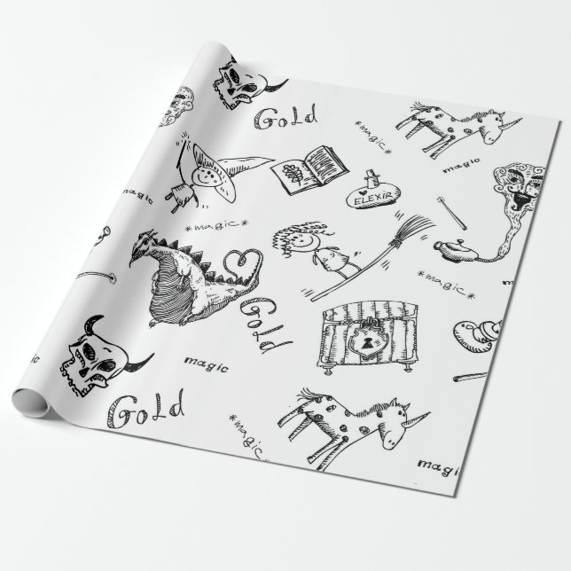 Magic symbols wrapping paper (Unrolled)