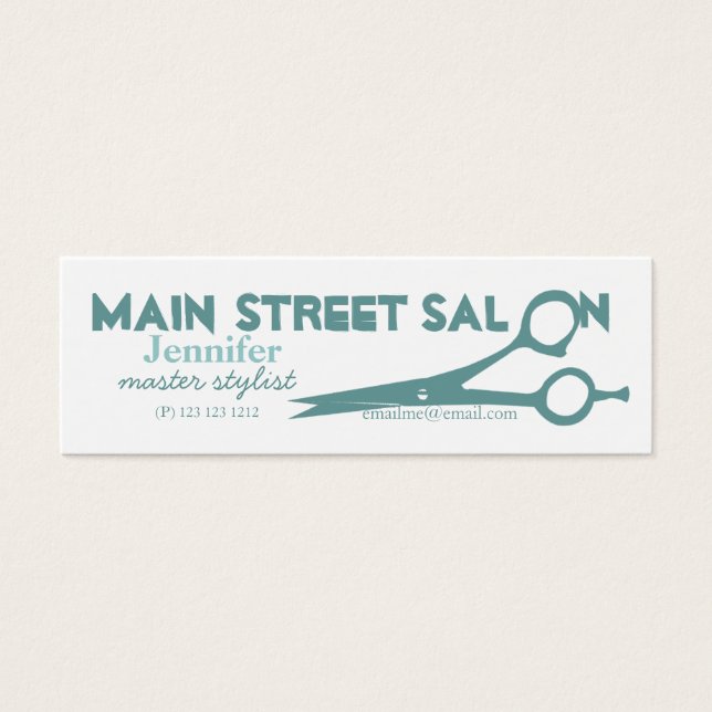 Magic Teal Blue Hair Salon Scissor Makeup Artist (Front)
