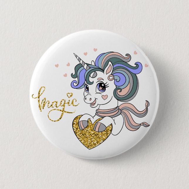 Magic The Unicorn  6 Cm Round Badge (Front)