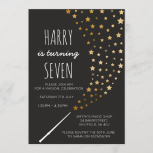Magic themed birthday party invitation