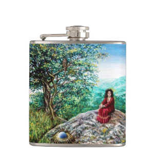 MAGIC TREE / Dawn In Green Wood and Lady in Red Hip Flask