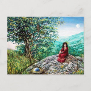 MAGIC TREE / Dawn In Green Wood and Lady in Red Postcard