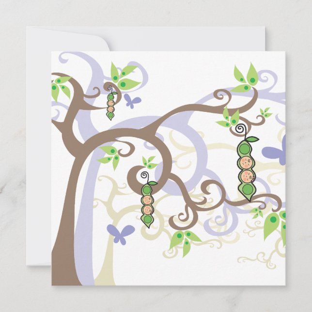 Magic Trees Twins Girl Boy Peas in Pod Baby Shower Invitation (Front)