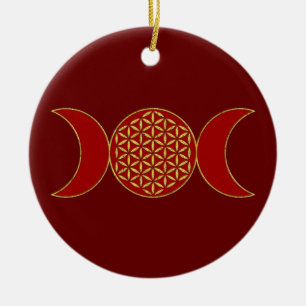Magic Triple Moon - Spirit Flower Of Life 1 Hoodie Ceramic Ornament
