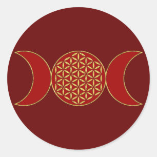 Magic Triple Moon - Spirit Flower Of Life 1 Hoodie Classic Round Sticker