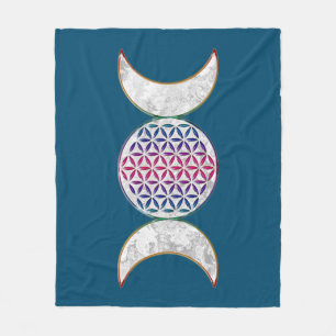 Magic Triple Moon - Spirit Flower Of Life 2 Fleece Blanket