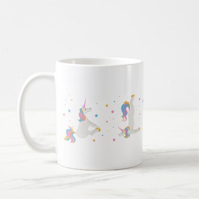 Magic Unicorn doing yoga Coffee Mug (Left)