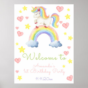 Magic Unicorn First Birthday Welcome Poster