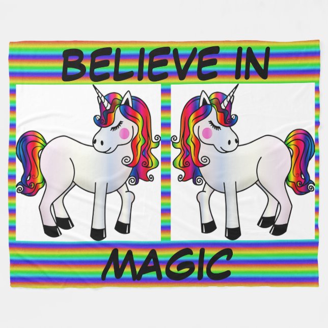 Magic Unicorn Fleece Blanket (Front (Horizontal))