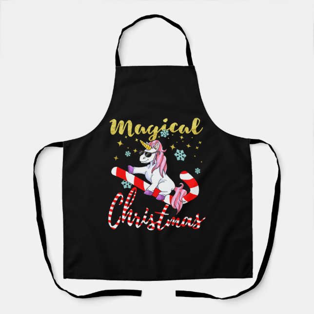 Magic Unicorn for Christmas with Glitter Apron (Front)