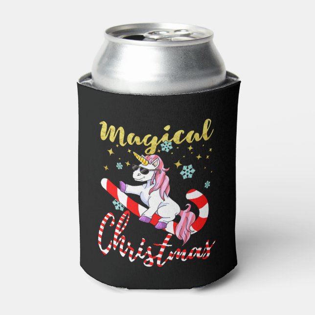 Magic Unicorn for Christmas with Glitter Can Cooler (Can Front)