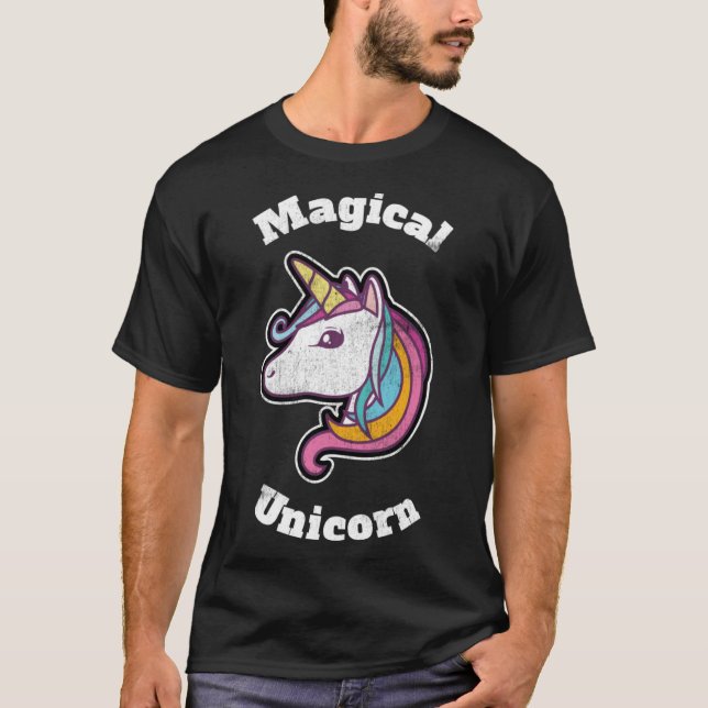 Magic unicorn girl unicorn T-Shirt (Front)