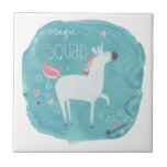 Magic Unicorn Squad Ceramic Tile<br><div class="desc">Magic Unicorn Squad III by June Erica Vess. Features a unicorn with a watercolor pastel background.</div>