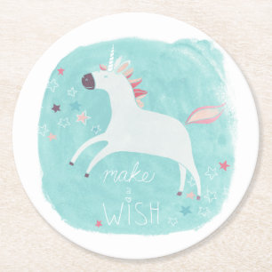 Magic Unicorn Squad - Make a Wish Round Paper Coaster