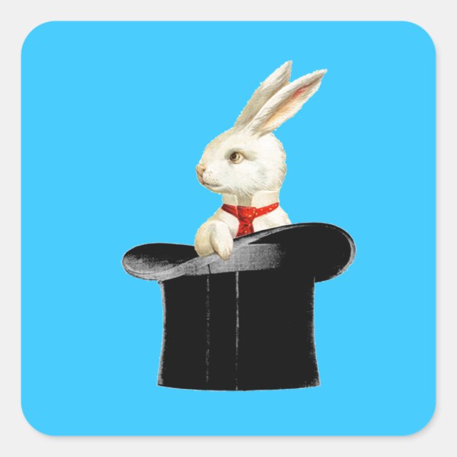 magic vintage top hat rabbit square sticker (Front)