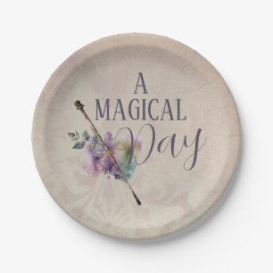 Magic Wand Girl Wizard Birthday Paper Plate