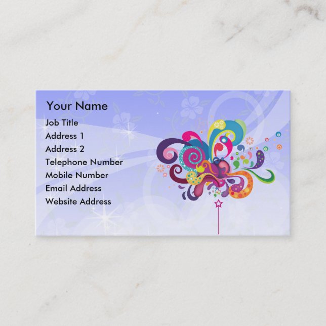 Magic Wand of Colour Blue Background Business Card (Front)