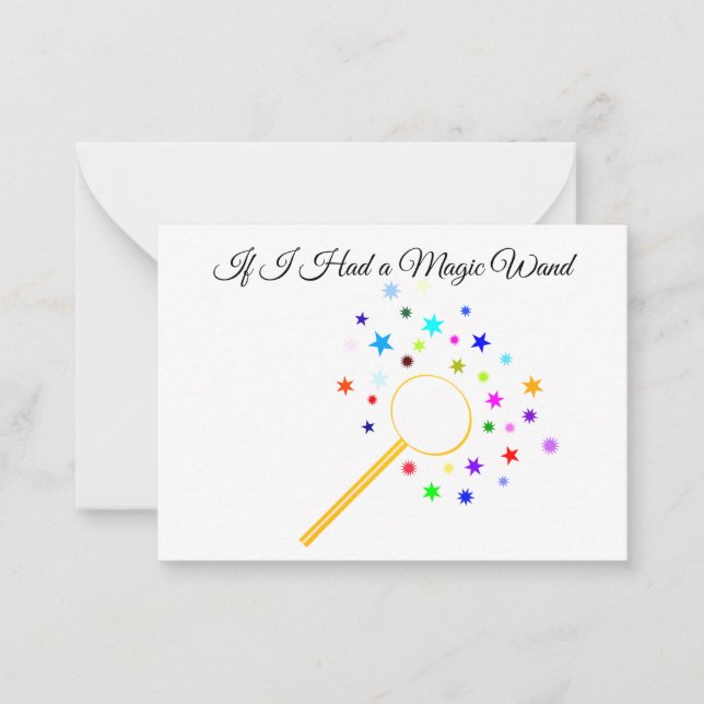Magic Wand Thank You Flat Note Card (Front)