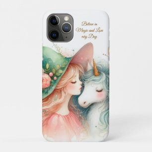 Magic Watercolor Witch Unicorn Kids Fantasy Art iPhone 11 Pro Case