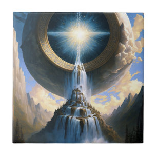 Magic Waterfall Surreal Fantasy Art Ceramic Tile