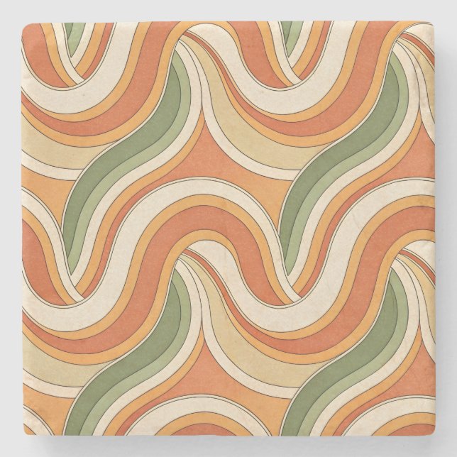Magic Waves Pattern Stone Coaster (Front)