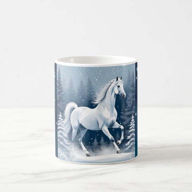 Magic White Winter Horse Coffee Mug (Center)