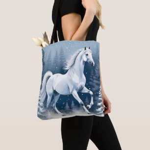 Magic White Winter Horse Tote Bag