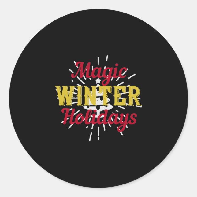 Magic Winter Holidays Classic Round Sticker (Front)