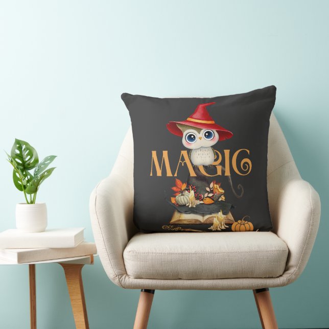 Magic Witch Owl Fall Themed Personalised Cushion (Chair)