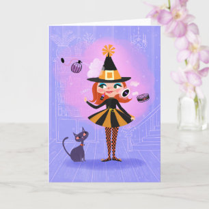 Magic Witch Redhead Birthday Card