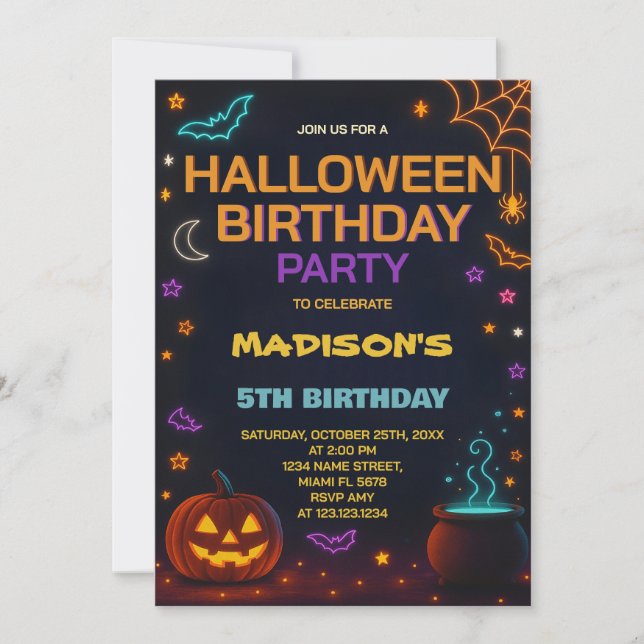 Magic & Wizard Halloween Birthday Invitation (Front)