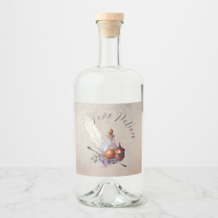 Magic Wizard Watercolor Love Potion Liquor Bottle Label