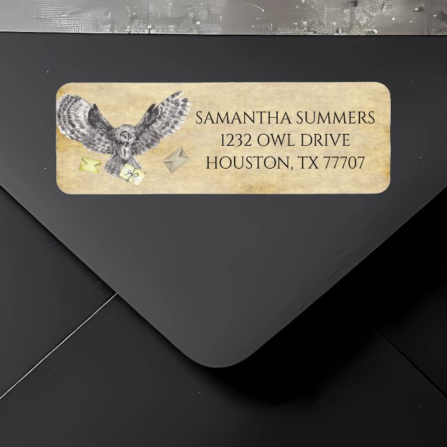 Magic Wizard Witch School Owl  Return Address Label (Creator Uploaded)