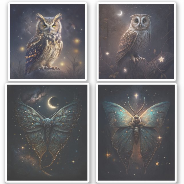 Magic woodland owl. Mystic night moth butterfly (Front)