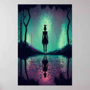 Magic Woodland Psychedelic Poster Enchanted Fore