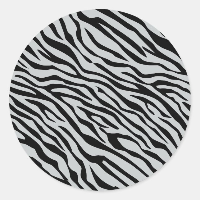 Magic Zebra Stripes Click to Customise Grey Colour Classic Round Sticker (Front)