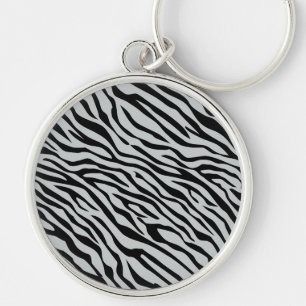 Magic Zebra Stripes Click to Customise Grey Colour Key Ring