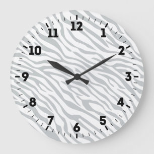 Magic Zebra Stripes Click to Customise Grey Colour Large Clock