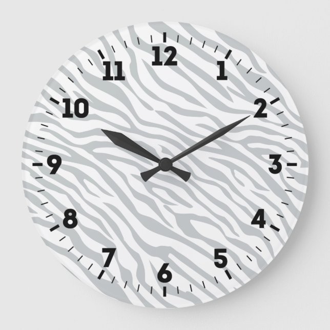 Magic Zebra Stripes Click to Customise Grey Colour Large Clock (Front)