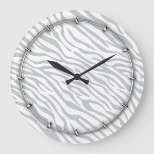 Magic Zebra Stripes Click to Customise Grey Colour Large Clock