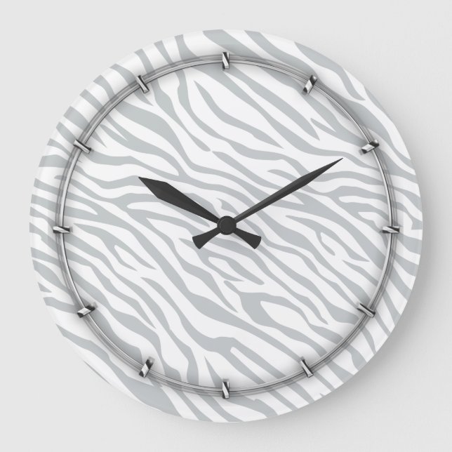 Magic Zebra Stripes Click to Customise Grey Colour Large Clock (Front)